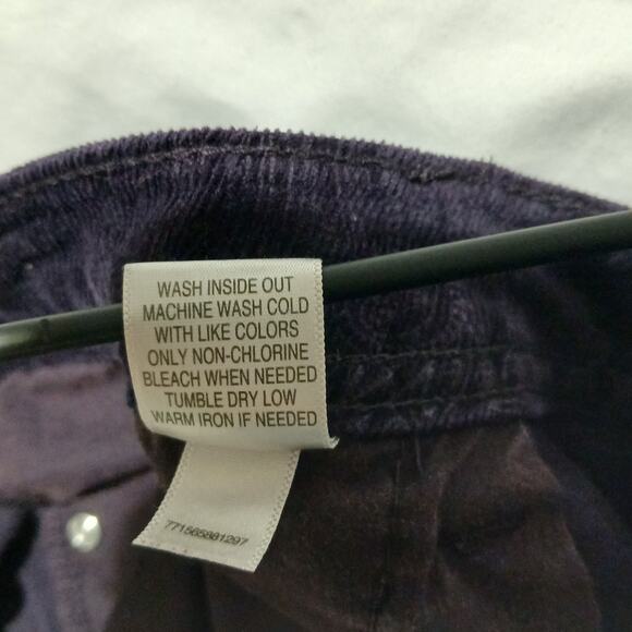 Elle Women's 16R Deep Purple (almost black) Paisley Printed Corduroy Pants - Picture 14 of 15